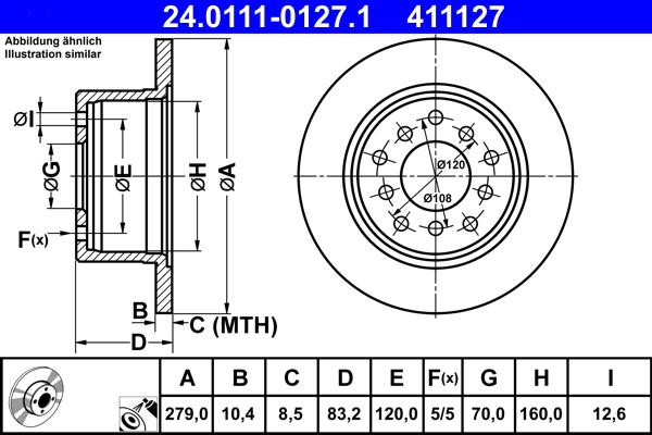 ATE 24.0111-0127.1 - Disc frana aaoparts.ro