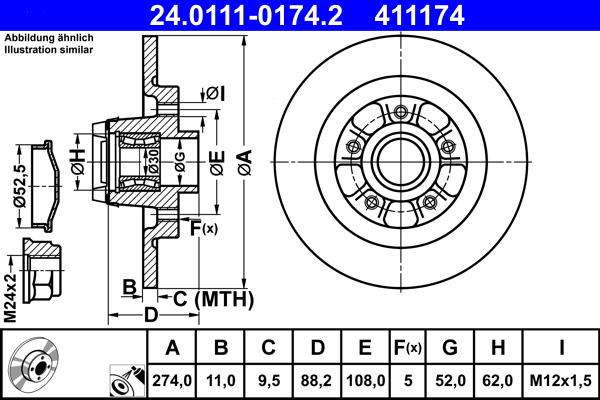 ATE 24.0111-0174.2 - Disc frana aaoparts.ro