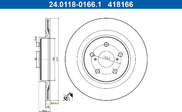 ATE 24.0118-0166.1 - Disc frana aaoparts.ro