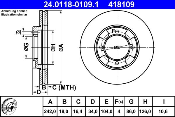 ATE 24.0118-0109.1 - Disc frana aaoparts.ro