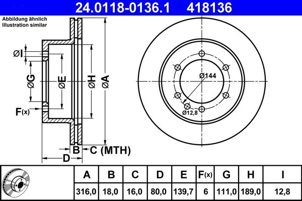 ATE 24.0118-0136.1 - Disc frana aaoparts.ro