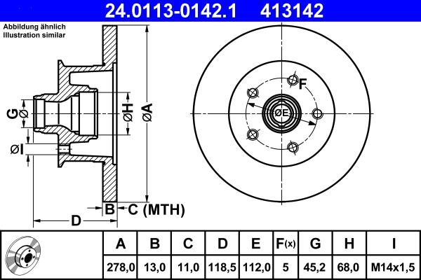 ATE 24.0113-0142.1 - Disc frana aaoparts.ro