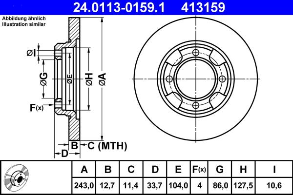 ATE 24.0113-0159.1 - Disc frana aaoparts.ro
