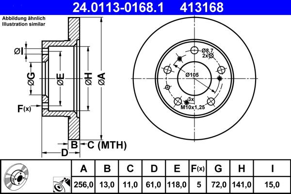 ATE 24.0113-0168.1 - Disc frana aaoparts.ro