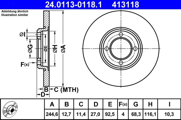 ATE 24.0113-0118.1 - Disc frana aaoparts.ro