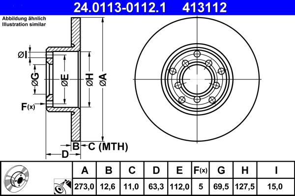 ATE 24.0113-0112.1 - Disc frana aaoparts.ro