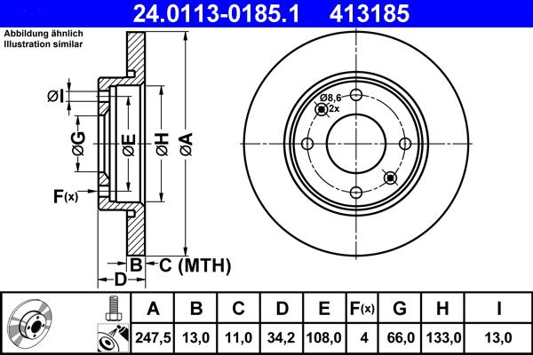 ATE 24.0113-0185.1 - Disc frana aaoparts.ro