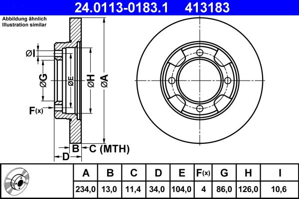 ATE 24.0113-0183.1 - Disc frana aaoparts.ro
