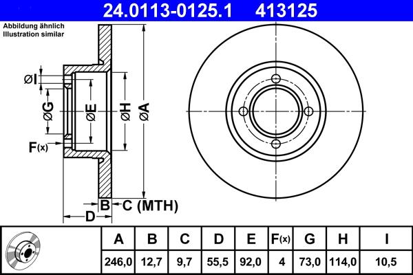 ATE 24.0113-0125.1 - Disc frana aaoparts.ro
