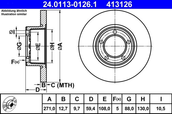 ATE 24.0113-0126.1 - Disc frana aaoparts.ro