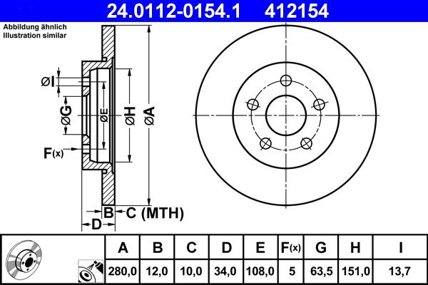 ATE 24.0112-0154.1 - Disc frana aaoparts.ro