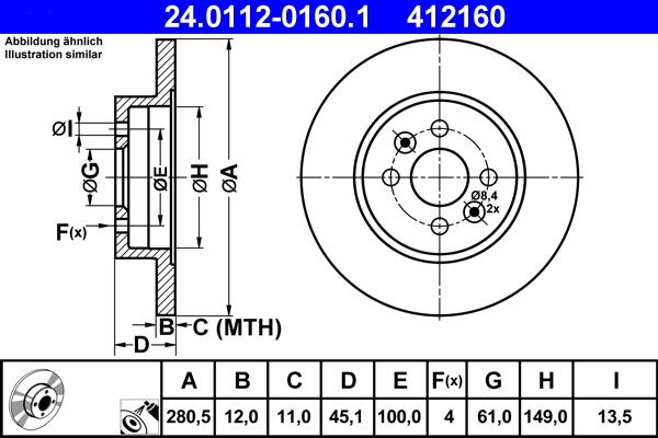 ATE 24.0112-0160.1 - Disc frana aaoparts.ro