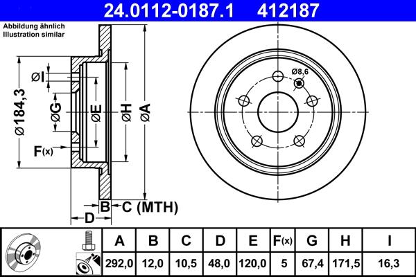 ATE 24.0112-0187.1 - Disc frana aaoparts.ro