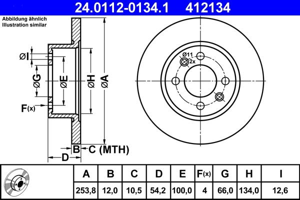 ATE 24.0112-0134.1 - Disc frana aaoparts.ro