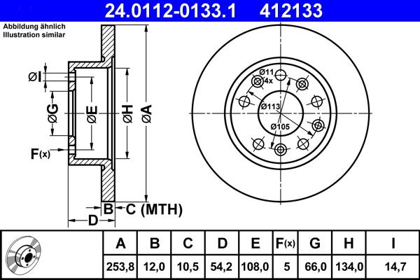 ATE 24.0112-0133.1 - Disc frana aaoparts.ro