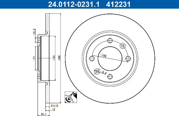 ATE 24.0112-0231.1 - Disc frana aaoparts.ro