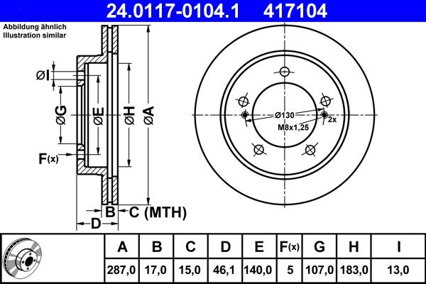 ATE 24.0117-0104.1 - Disc frana aaoparts.ro