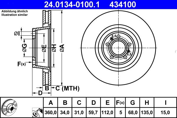 ATE 24.0134-0100.1 - Disc frana aaoparts.ro