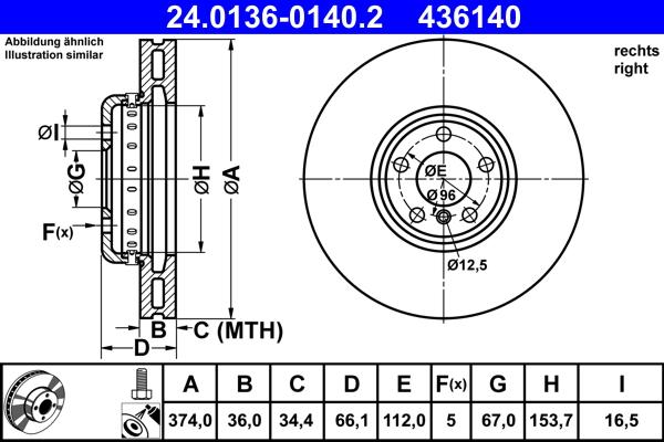 ATE 24.0136-0140.2 - Disc frana aaoparts.ro