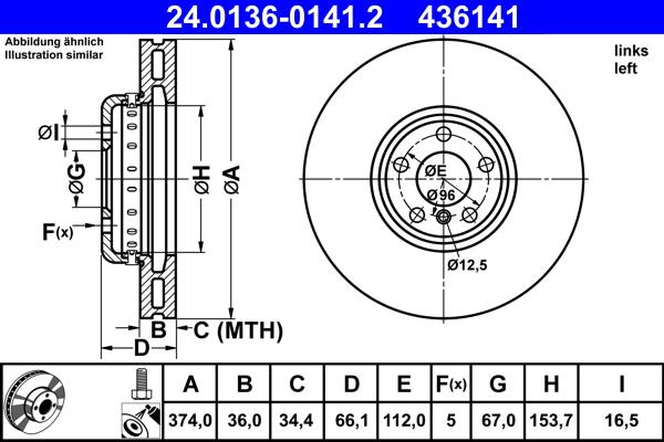 ATE 24.0136-0141.2 - Disc frana aaoparts.ro