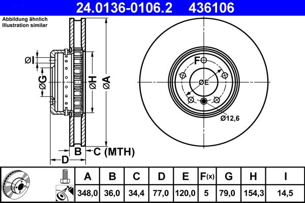 ATE 24.0136-0106.2 - Disc frana aaoparts.ro