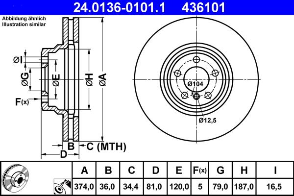 ATE 24.0136-0101.1 - Disc frana aaoparts.ro