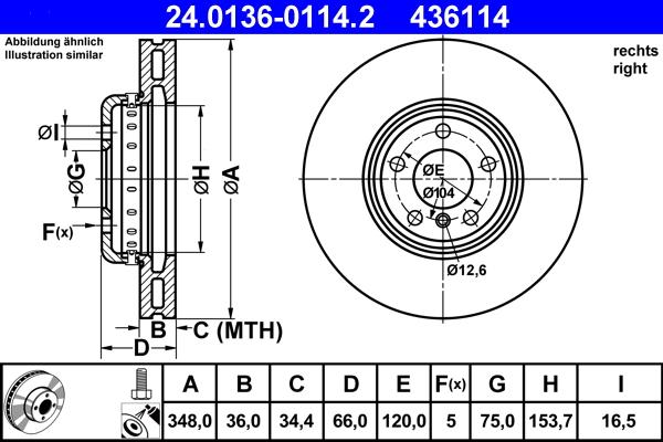 ATE 24.0136-0114.2 - Disc frana aaoparts.ro