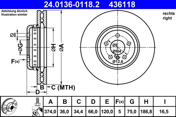 ATE 24.0136-0118.2 - Disc frana aaoparts.ro