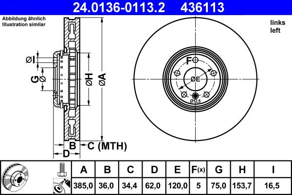 ATE 24.0136-0113.2 - Disc frana aaoparts.ro