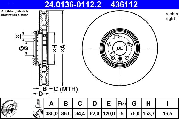 ATE 24.0136-0112.2 - Disc frana aaoparts.ro