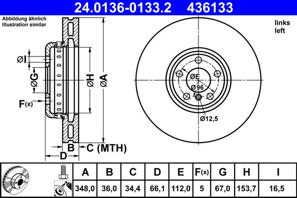 ATE 24.0136-0133.2 - Disc frana aaoparts.ro