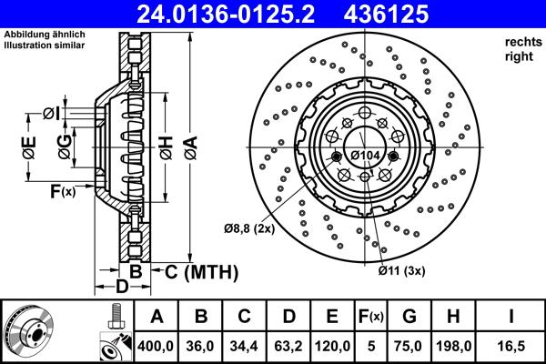 ATE 24.0136-0125.2 - Disc frana aaoparts.ro