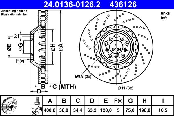 ATE 24.0136-0126.2 - Disc frana aaoparts.ro