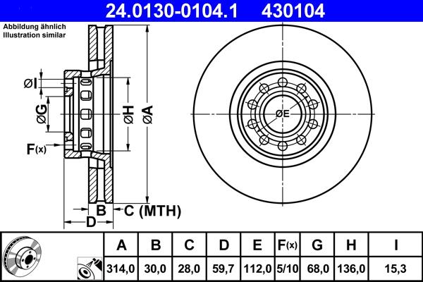 ATE 24.0130-0104.1 - Disc frana aaoparts.ro