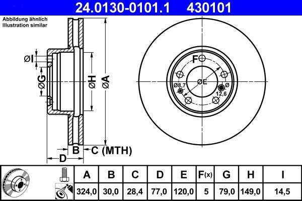 ATE 24.0130-0101.1 - Disc frana aaoparts.ro