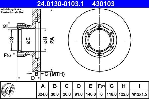 ATE 24.0130-0103.1 - Disc frana aaoparts.ro