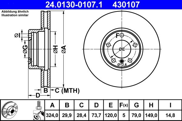 ATE 24.0130-0107.1 - Disc frana aaoparts.ro