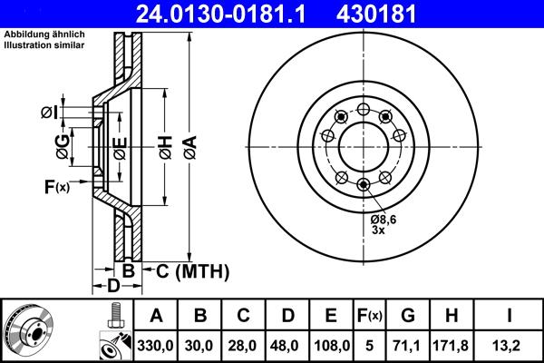 ATE 24.0130-0181.1 - Disc frana aaoparts.ro