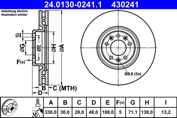 ATE 24.0130-0241.1 - Disc frana aaoparts.ro