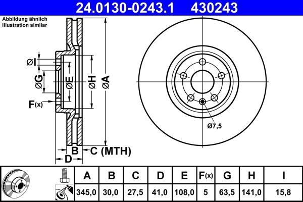 ATE 24.0130-0243.1 - Disc frana aaoparts.ro