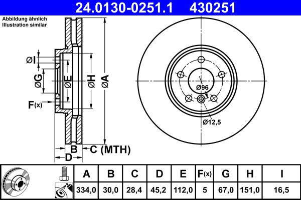 ATE 24.0130-0251.1 - Disc frana aaoparts.ro