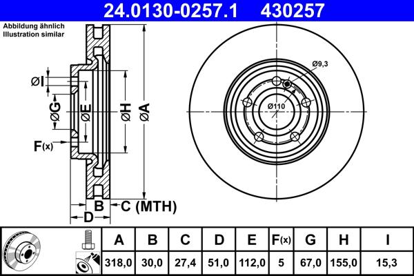 ATE 24.0130-0257.1 - Disc frana aaoparts.ro