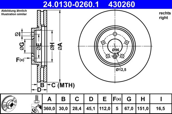 ATE 24.0130-0260.1 - Disc frana aaoparts.ro