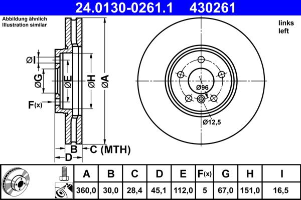 ATE 24.0130-0261.1 - Disc frana aaoparts.ro