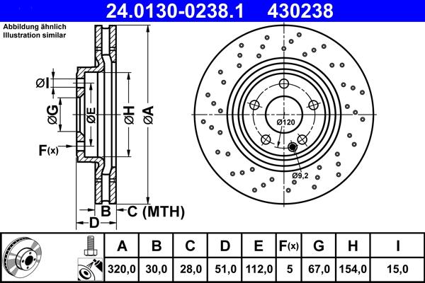 ATE 24.0130-0238.1 - Disc frana aaoparts.ro