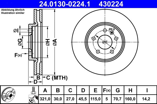 ATE 24.0130-0224.1 - Disc frana aaoparts.ro