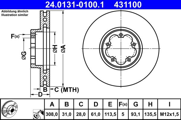 ATE 24.0131-0100.1 - Disc frana aaoparts.ro