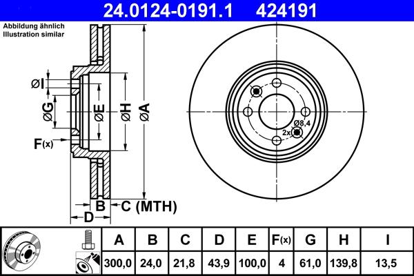 ATE 24.0124-0191.1 - Disc frana aaoparts.ro