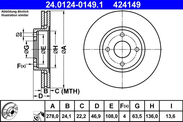 ATE 24.0124-0149.1 - Disc frana aaoparts.ro