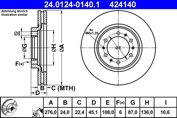 ATE 24.0124-0140.1 - Disc frana aaoparts.ro